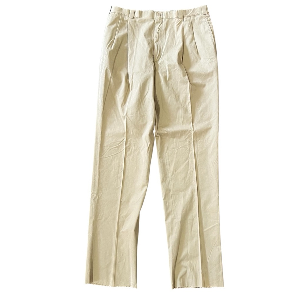 Normandy & Monroe Men’s Khaki Loro Piana 100% Cotton Reverse Pleat Pants 38 NWT